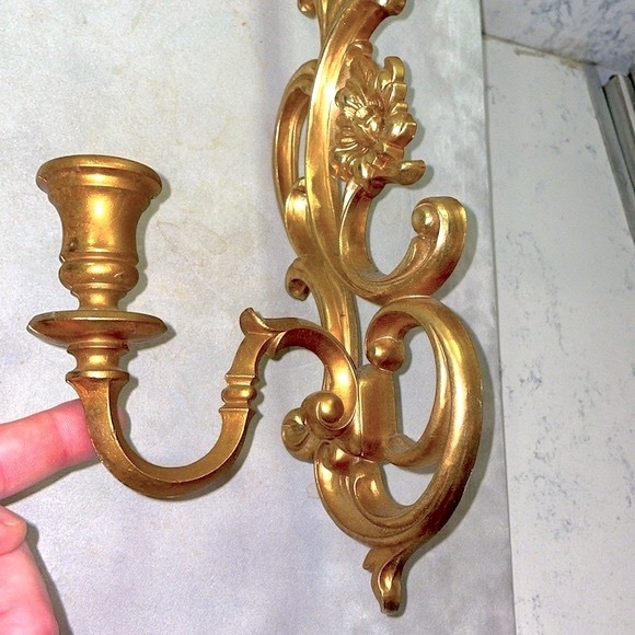 Dart Syroco Pair of 2 Gold Resin Wall Candle Holders Sconces Excellent Condition - Picture 9 of 14